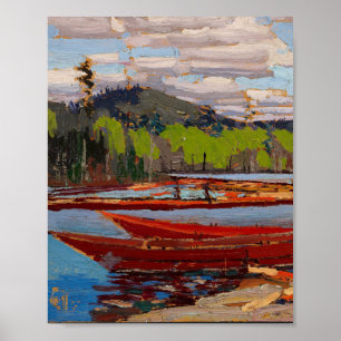 Poster Belle vue sur le lac canadien Tom Thomson Bateaux