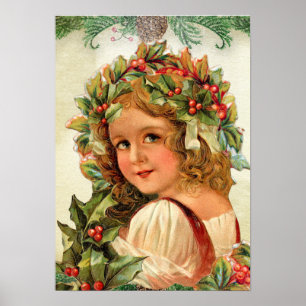 Poster Belles Cartes Fille de Noël, 1897