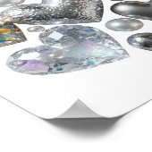 Poster Belles COEURS ET ÉTOILES en Argent Design (Coin)