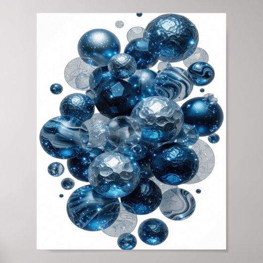 Poster Belles ÉTOILES BLEUES Argentées (Devant)