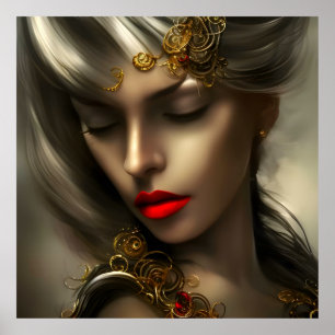 Poster Belles femmes blondes dorées avec des bijoux aux l
