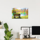 Poster Belles feuilles d'automne et reflet du lac (Bureau à domicile)