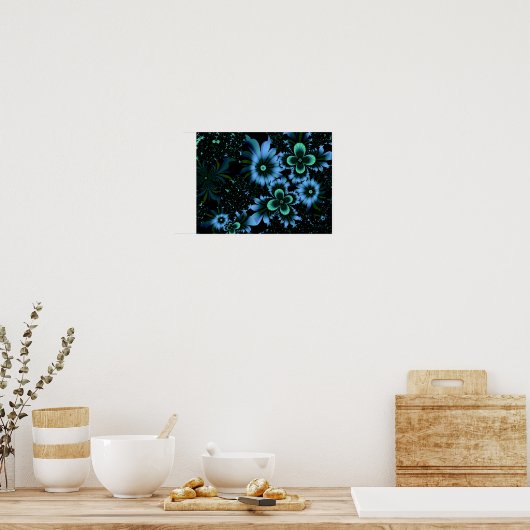 Poster Belles Fleurs Bleues Art Fractal fin (Cuisine)
