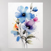 Poster Belles fleurs d'aquarelle (Devant)