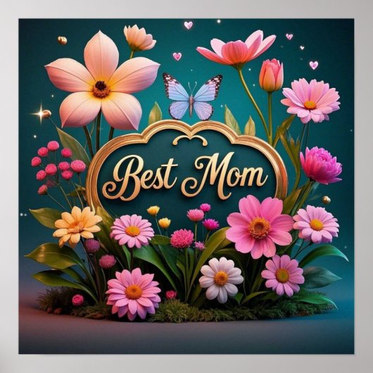 Poster Belles fleurs de jour de mère de glam (Devant)
