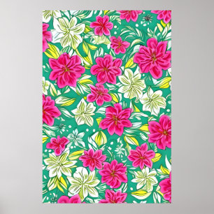 Poster Belles fleurs de lys violet et blanc