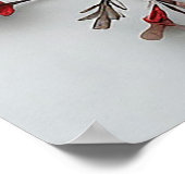 Poster Belles fleurs et feuilles rouges (Coin)