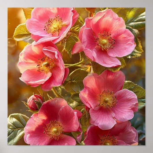 Poster Belles fleurs rose vif (Devant)
