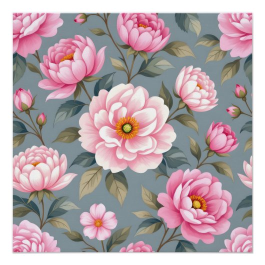 Poster Belles fleurs roses en fleurs (Devant)