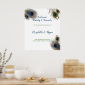 Poster Belles plumes de paon, accueil Mariage (Cuisine)
