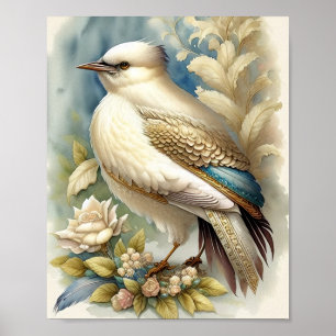 Poster Belles plumes d'impression d'oiseaux Roses doux ne