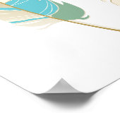 Poster Belles plumes en Turquoise, vert et crème (Coin)