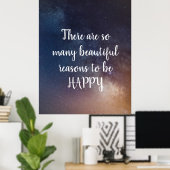 Poster BELLES RAISONS D'ÊTRE HEUREUX - Citation Ciel de n (Bureau à domicile)