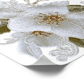 Poster Belles Roses Blanches Dentelle et Perles (Coin)