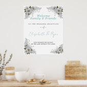 Poster Belles Roses Blanches Dentelle et Perles (Cuisine)