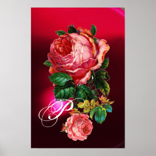 POSTER BELLES ROSES PINK MONOGRAMME