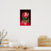 POSTER BELLES ROSES PINK MONOGRAMME (Cuisine)