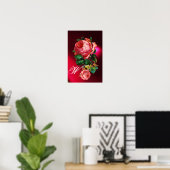 POSTER BELLES ROSES PINK MONOGRAMME (Bureau à domicile)