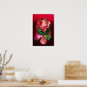 POSTER BELLES ROSES ROUGES MONOGRAMME (Cuisine)