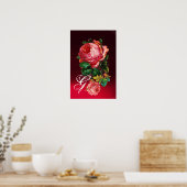 POSTER BELLES ROSES ROUGES MONOGRAMME (Cuisine)