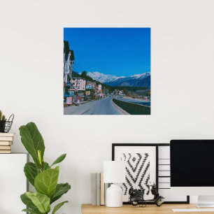 Poster Belles routes de montagne de neige