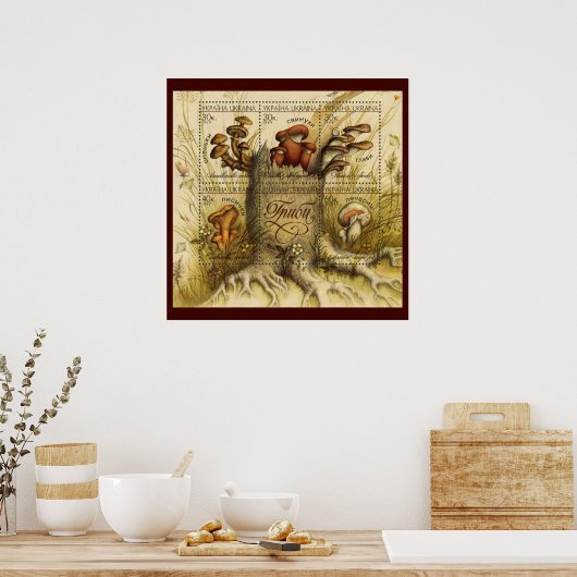 Poster Belles Timbres de Champignons ~ Toadstool Ukraine  (Cuisine)