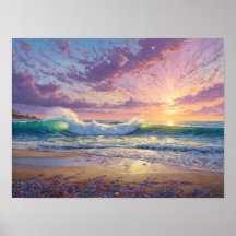 Belles vagues de plage et art de rivage
