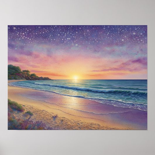 Poster Belles vagues de plage et art du rivage (Devant)