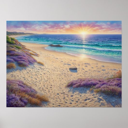 Poster Belles vagues de plage et art du rivage (Devant)