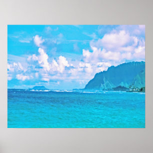 Poster Belles vagues turquoise de l'océan