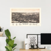 Poster Bellevue, OH Carte panoramique - 1888 (Bureau à domicile)