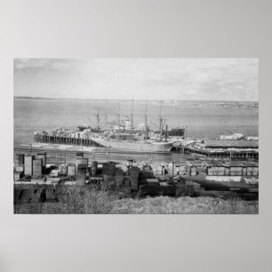 Poster Bellingham, WA Docks Vue des navires de bois