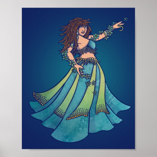 Poster Belly Dancer Ruby Teal Art (Devant)