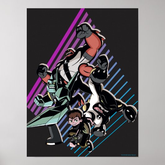 Poster Ben 10 Retro Alien Group Graphic (Devant)