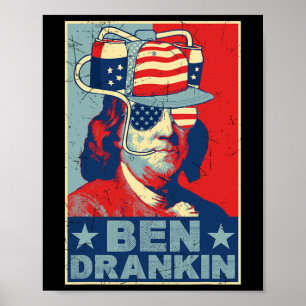 Poster Ben Drankin Beer 4 juillet Retro Beer Lover Drin