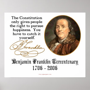 Poster Ben Franklin - Bonheur