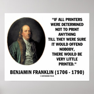 Poster Ben Franklin Imprimantes Pour Ne Pas Imprimer Cita