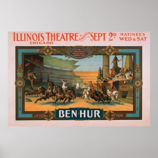 Poster Ben-Hur à l'affiche du cinéma de l'Illinois à Chic (Devant)