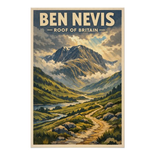 Poster Ben Nevis, Royaume-Uni, dans un style rétro classi (Devant)