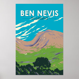 Poster Ben Nevis Scotland Travel Art Vintage