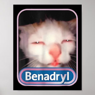 Poster Benadryl Meme Chat Amusant Amoureux de les chats C