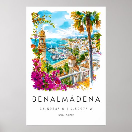 Poster Benalmadena Aquarelle 1 (Devant)