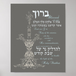 Poster Bénédiction de bougie de Shabbat