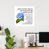 Poster Bénédiction hébraïque pour les bougies de Shabbat (Bureau à domicile)