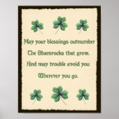 Poster Bénédiction irlandaise shamrock (Devant)