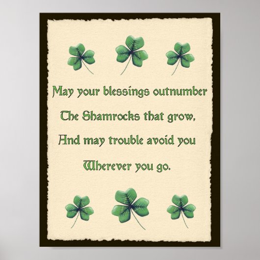 Poster Bénédiction irlandaise shamrock (Devant)
