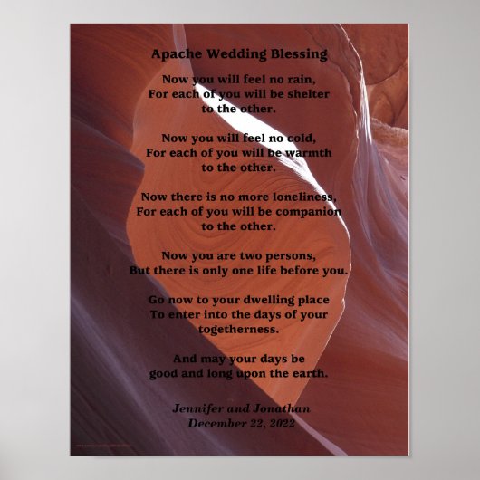 Poster Bénédiction Mariage Apache, Noms, Sud-Ouest Brown (Devant)