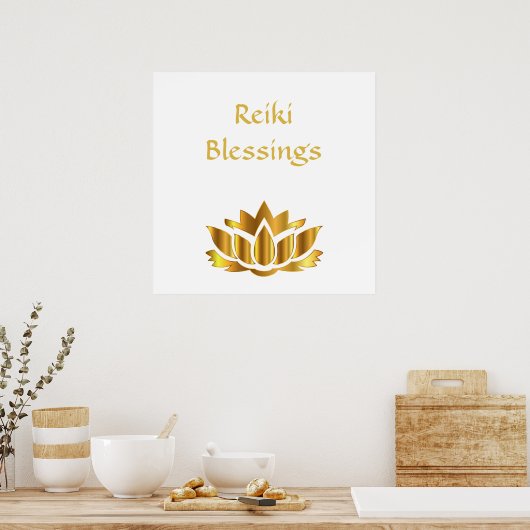 Poster Bénédiction Reiki Blanc/Or (Cuisine)
