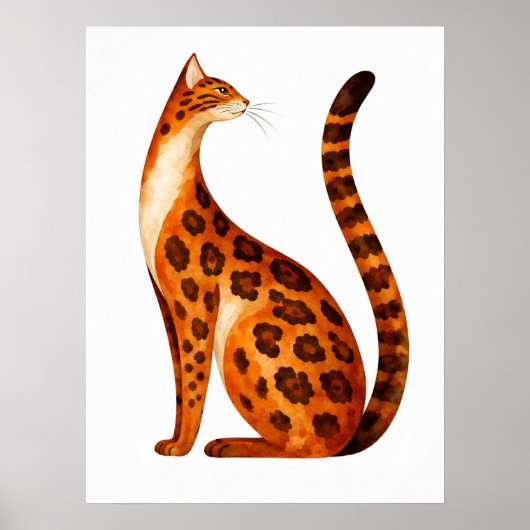Poster Bengal Cat Profile Watercolor (Devant)