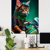 Poster Bengal Chat conduire vélo St. Patrick's Day (Bureau à domicile)